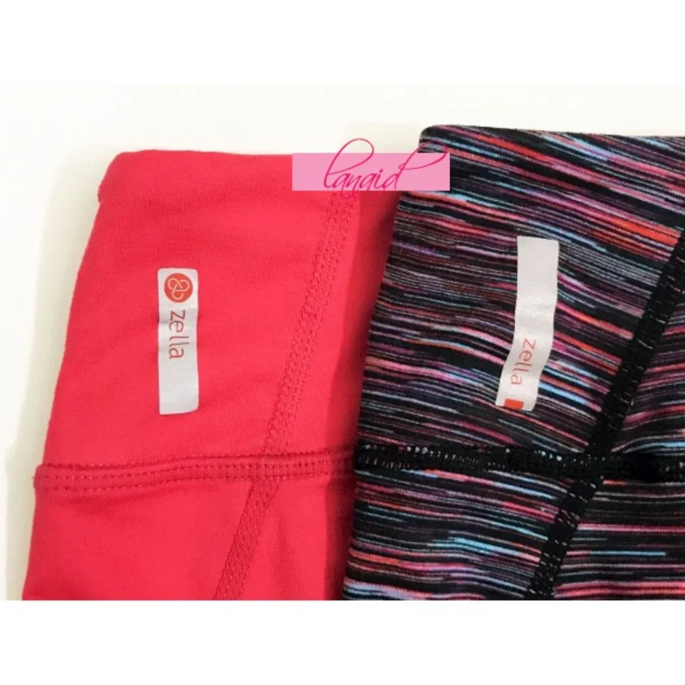 BUNDLE Zella Bright Watermelon Pink Purple Turquoise Space Dye Skinny Crop Capri